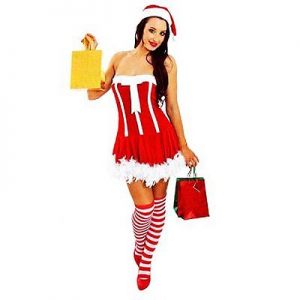 Shopstyle Costume style    MISS CLAUS MRS SANTA VELVET FANCY MINI DRESS CHRISTMAS XMAS FANCY COSTUME + HAT