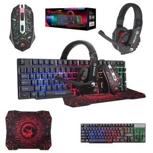 Shopstyle Electric-style 4in1 PC Gaming Set LED Keyboard Mouse Headset & Mouse Pad Gamer Bundle UK