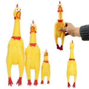 Squeeze Shrilling Screaming Rubber Chicken Pet Dog Bite Toy Squeaker Chewing Toy