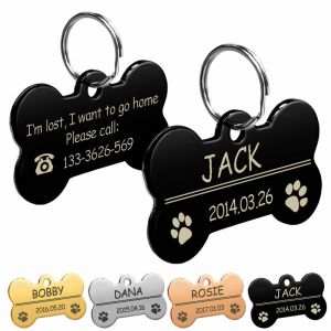 Shopstyle pet-style Bone Shape Custom Personalized Engraved Dog Tag Pet Cat Name ID Tag Phone Tag - תג שם ותאריך לידה לחיית המחמד שלכם!