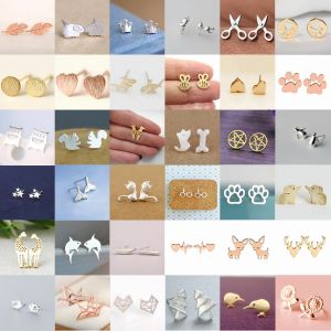  Fashion Women&#039;s Girl 925 Silver Sterling Earrings Cute Ear Stud Jewelry Gifts