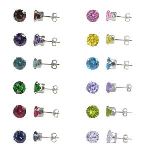 Shopstyle Accessory-style Sterling Silver Men&#039;s or Women&#039;s Round CZ Cubic Zirconia Stud Earrings